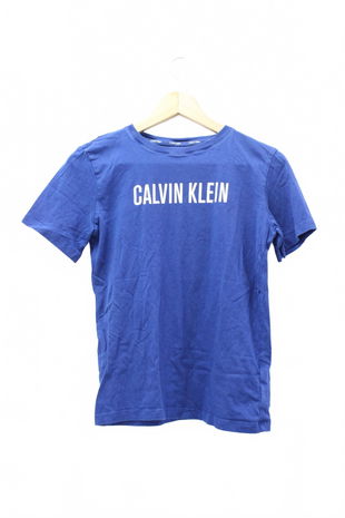 Chlapčenské tričko Calvin Klein s potlačou, farba modrá, veľkosť 152