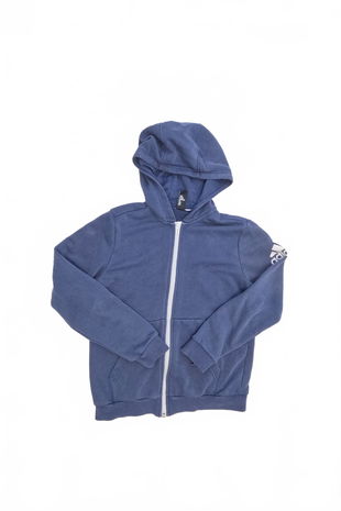Chlapecká mikina Adidas bez potisku, barva modrá, velikost 146