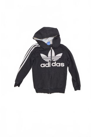 Dívčí mikina Adidas bez potisku, barva černá, velikost 140