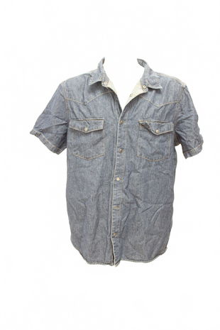 Pánska košeľa s krátkym rukávom John Baner, farba denim, veľkosť 43