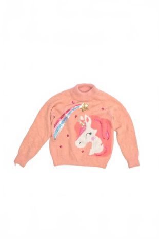 Dievčenský sveter C&A, farba ružová, veľkosť 128