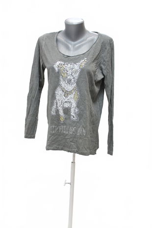 Dámske tričko Gina Benotti s potlačou, farba sivá, veľkosť M