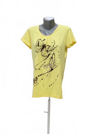 Dámské tričko Benter s potiskem, barva žlutá, velikost 2XL
