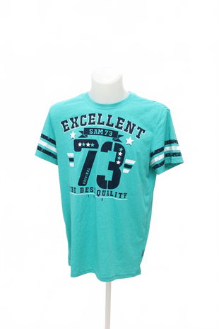 Pánské tričko Sam 73 s potiskem, barva modrá, velikost L