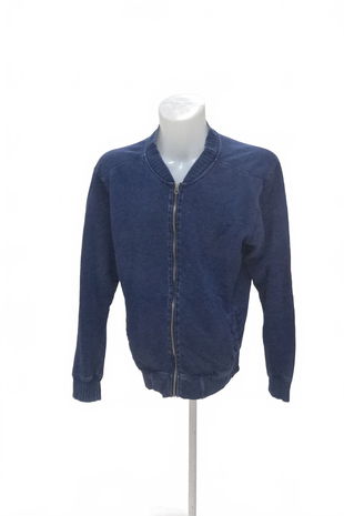 Pánská mikina Pull&Bear bez potisku, barva denim, velikost L