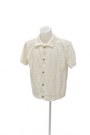 Pánská košile s krátkým rukávem Zara, barva bílá, velikost L