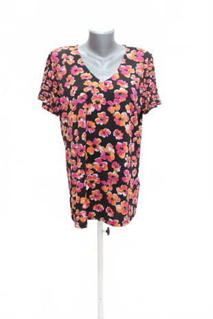 Dámske tričko Laura Torelli bez potlače, farba kvetovaná, veľkosť L
