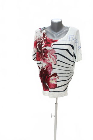 Dámske tričko Desigual s potlačou, farba kvetovaná, veľkosť M