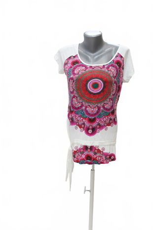 Dámske tričko Desigual s potlačou, farba kvetovaná, veľkosť M