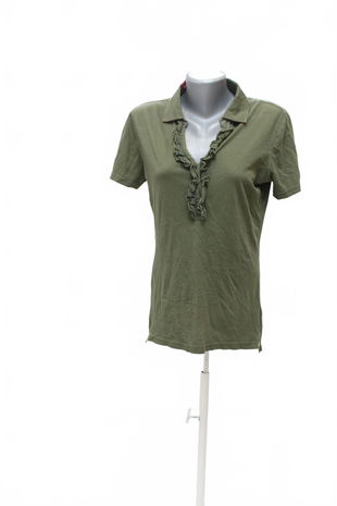 Dámske tričko Tommy Hilfiger bez potlače, farba khaki, veľkosť M