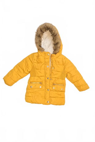 Dievčenská zimná bunda F&F, farba žltá, veľkosť 3-4 r