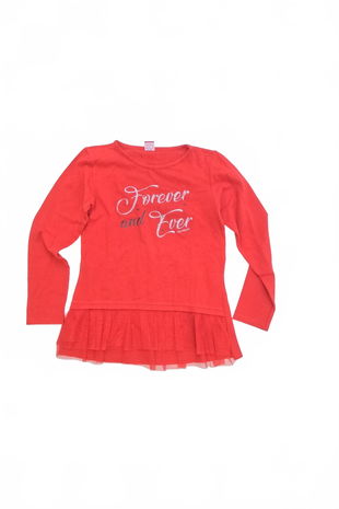 Dievčenské tričko Genesis s potlačou, farba červená, veľkosť 146