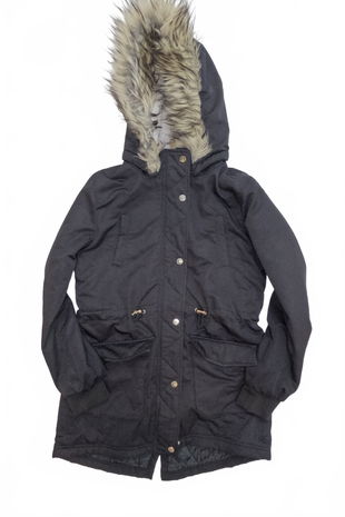 Dievčenská zimná bunda H&M, farba čierna, veľkosť 158