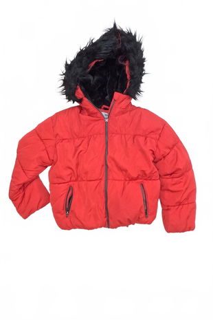 Dievčenská zimná bunda F&F, farba červená, veľkosť 7-8 r