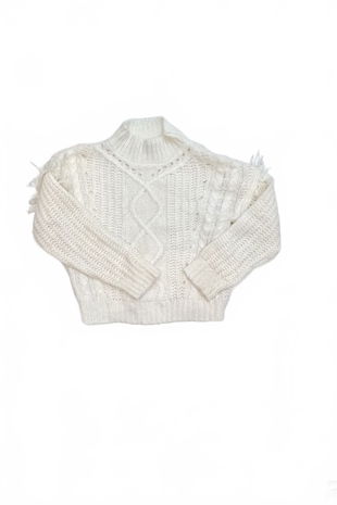 Dievčenský sveter Page One, farba biela, veľkosť 134
