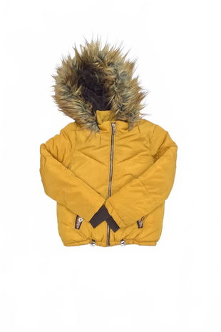 Dievčenská zimná bunda F&F, farba žltá, veľkosť 7-8 r