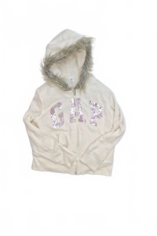 Dievčenská mikina Gap s potlačou, farba béžová, veľkosť 12-13 r