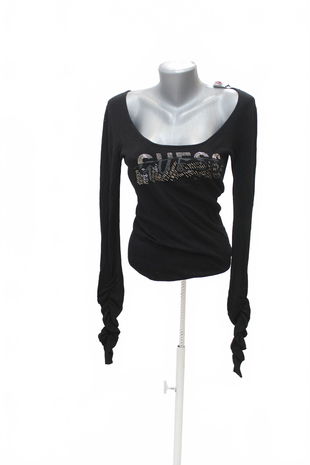 Dámske tričko Guess s potlačou, farba čierna, veľkosť S