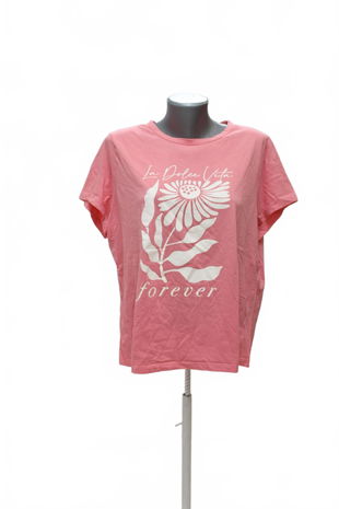 Dámské tričko F&F s potiskem, barva růžová, velikost XL