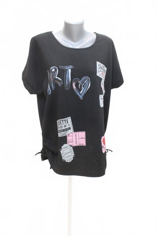 Dámské tričko New Collection s potiskem, barva černá, velikost 2XL