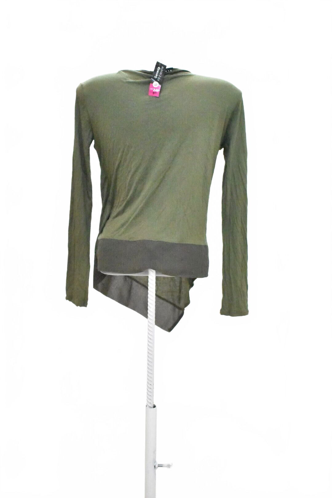 Dámske tričko Sisley bez potlače, farba khaki, veľkosť M