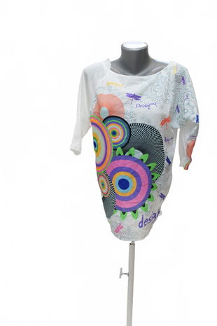 Dámske tričko Desigual s potlačou, farba vzorovaná, veľkosť 38