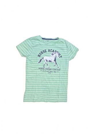 Dievčenské tričko Genesis s potlačou, farba pruhovaná, veľkosť 158