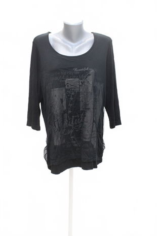 Dámské tričko Bonita s potiskem, barva černá, velikost XL