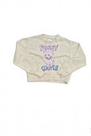 Dievčenská mikina Zara s potlačou, farba béžová, veľkosť 140
