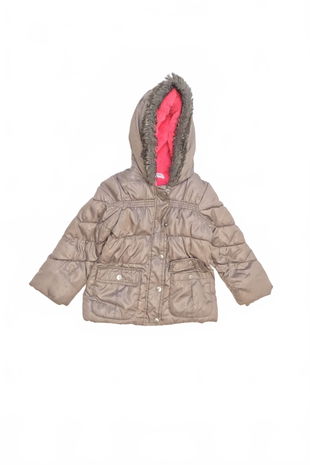 Dievčenská zimná bunda F&F, farba hnedá, veľkosť 3-4 r