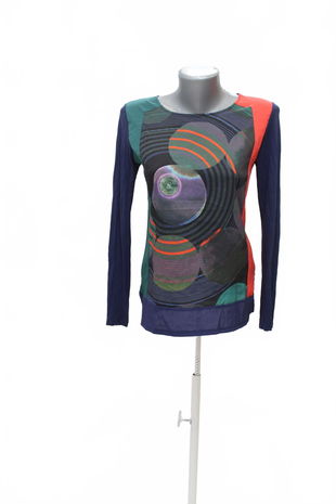 Dámske tričko Desigual bez potlače, farba viacfarebná, veľkosť XS