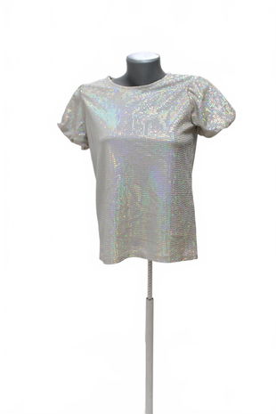 Dievčenské tričko Girls Destination bez potlače, farba strieborná, veľkosť 158