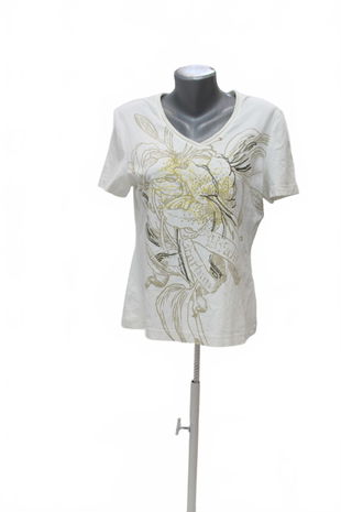 Dámske tričko Taifun s potlačou, farba biela, veľkosť 42