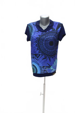 Dámske tričko Desigual s potlačou, farba vzorovaná, veľkosť M