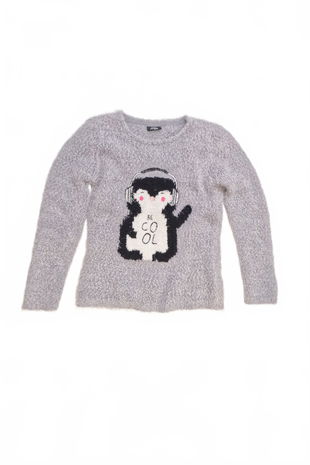Dievčenský sveter Page One, farba sivá, veľkosť 146
