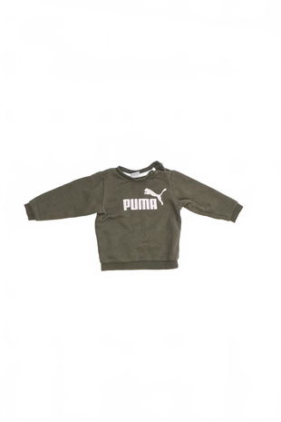 Chlapčenská mikina Puma s potlačou, farba khaki, veľkosť 6-9 m