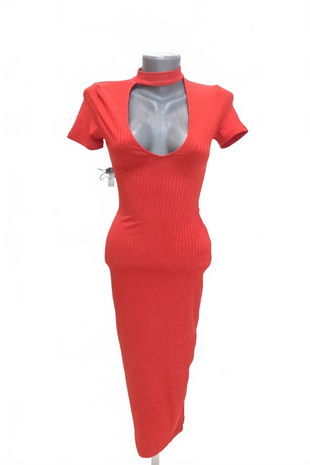 Dámske šaty Pull&Bear, farba červená, veľkosť XS