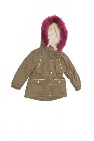 Dievčenská zimná bunda F&F, farba khaki, veľkosť 3-4 r