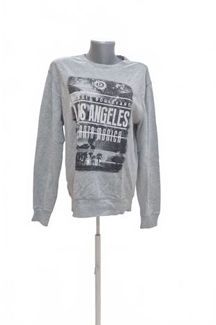 Dámska mikina Angelo Litrico s potlačou, farba sivá, veľkosť M