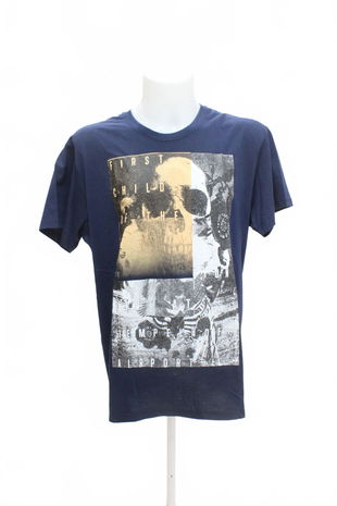 Pánské tričko Genesis s potiskem, barva modrá, velikost 2XL