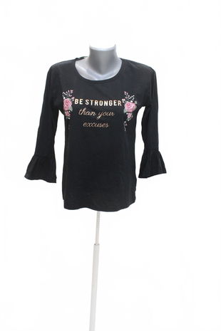 Dámske tričko Flame s potlačou, farba čierna, veľkosť S