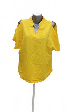 Dámske tričko Shein bez potlače, farba žltá, veľkosť 40