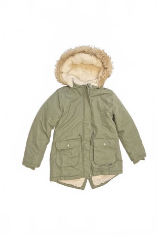 Dievčenský zimný kabát Y.f.k, farba khaki, veľkosť 128