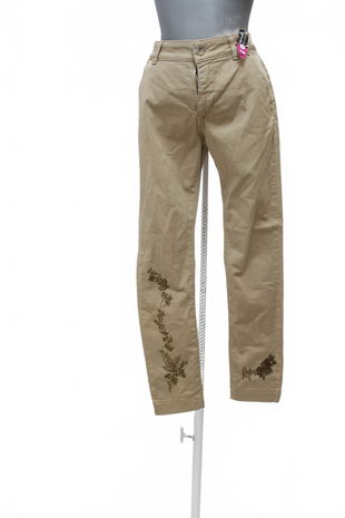 Dámske nohavice Twinset, farba béžová, veľkosť S