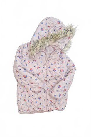 Dievčenská zimná bunda H&M, farba kvetovaná, veľkosť 134