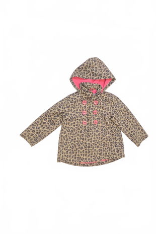 Dievčenský zimný kabát Next, farba zvieracie vzory, veľkosť 4-5 r