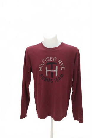 Pánské tričko Tommy Hilfiger s potiskem, barva bordó, velikost L