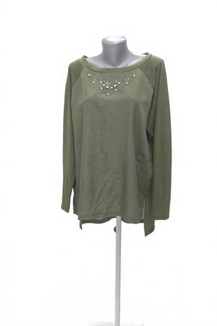 Dámské tričko Gina bez potisku, barva khaki, velikost 46