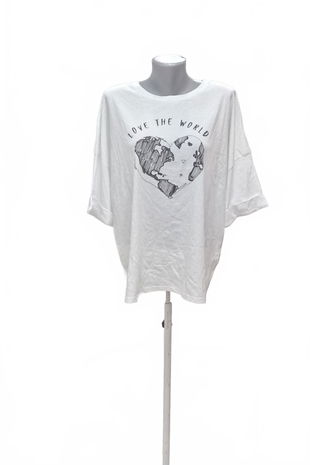 Dámské tričko F&F s potiskem, barva bílá, velikost 50