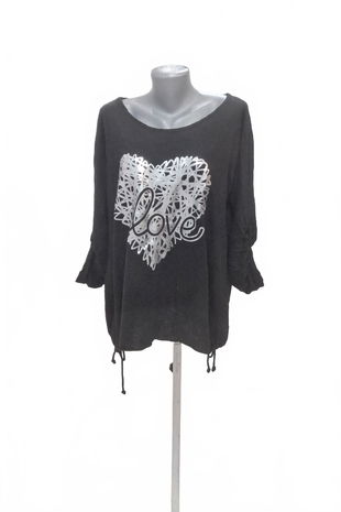 Dámské tričko Made In Italy s potiskem, barva černá, velikost 2XL